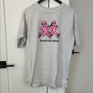 New Balance Gray Tee with Pink Graphic